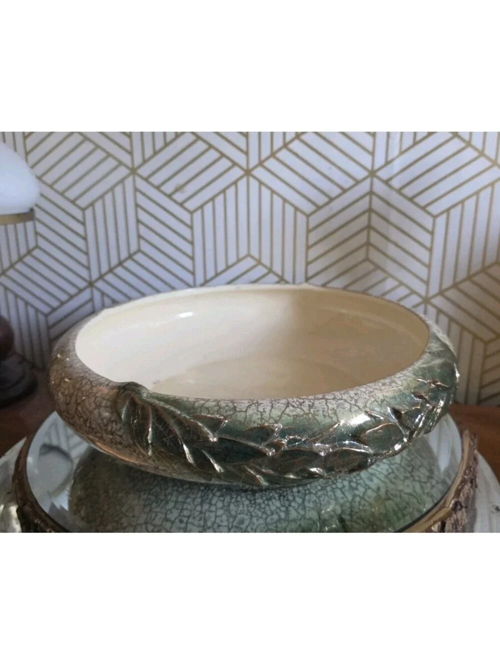 Vintage 1950s McCoy 444 Grecian Centerpiece Bowl/Planter 24K Gold EUC 12